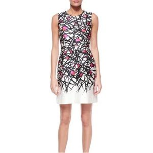 MILLY Coco Abstract Print Dress Pink White Black Pattern Semi Formal Designer 6